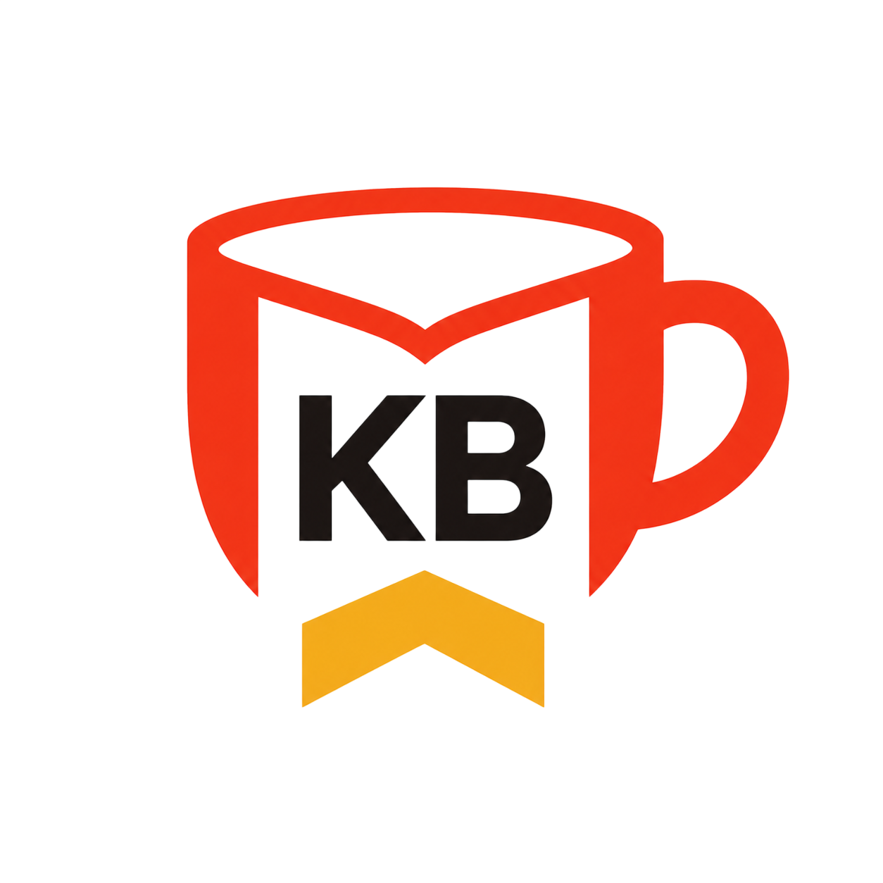 KB Cafe — a coffee cup with an open book inside